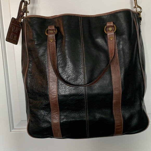 “VINTAGE”  LEATHER TOMMY HILFIGER LARGE TOTE - Picture 7 of 9